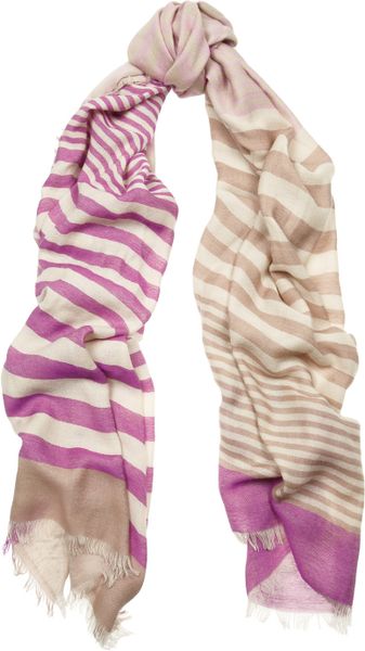 Mulberry Striped Cashmere Scarf in Beige (cream) - Lyst