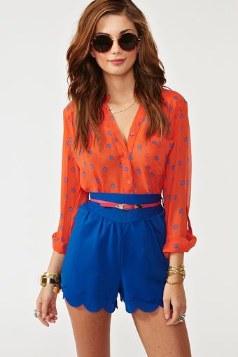 Nasty Gal Belted Petal Shorts - Lyst