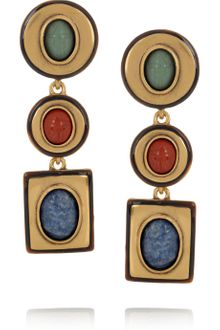 Oscar de la Renta 24karat Gold-Plated Semi Precious Stone Clip Earrings - Lyst