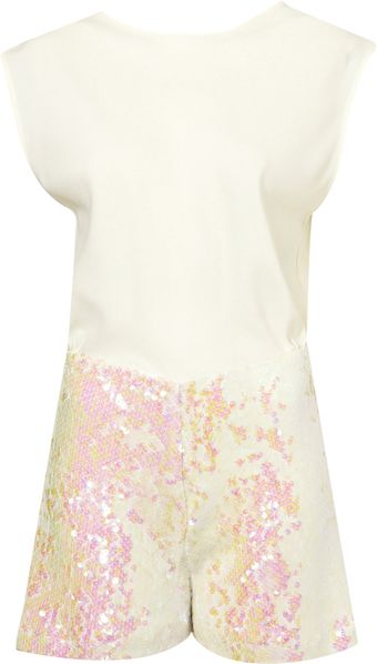  Ivory Sequin Playsuit By Dress Up Topshop 