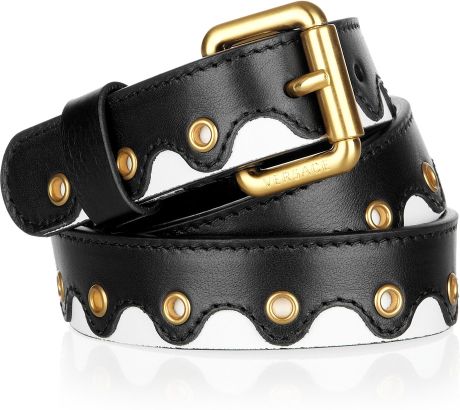 Versace Grommetstudded Wavy Leather Belt in Black - Lyst