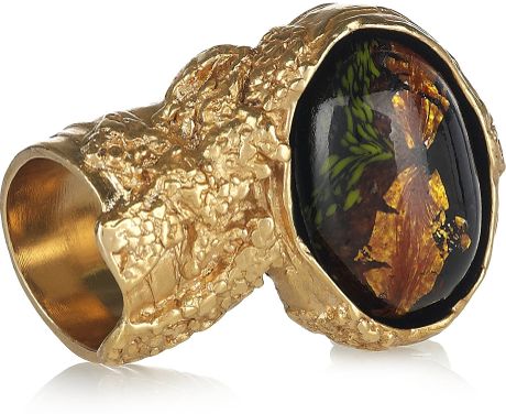Yves Saint Laurent Arty Goldplated Glass Ring in Gold - Lyst