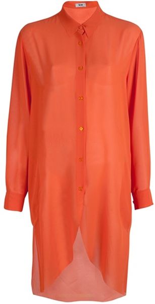 Acne Penny Long Blouse in Orange - Lyst