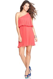 BCBGeneration Sleeveless One Shoulder Pleated Ruffle Tiered A Line - Lyst
