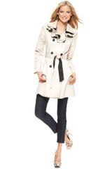 Betsey Johnson Ruffle Collar Colorblock Trench 