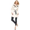Betsey Johnson Ruffle Collar Colorblock Trench  in Beige (flax) - Lyst