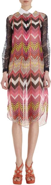 Carven Printed Shirt Dress in Multicolor (multi) - Lyst