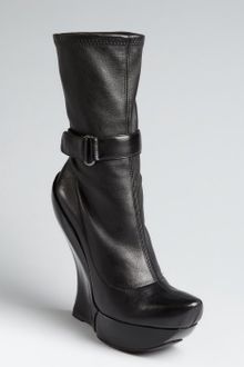 Celine Black Leather Jointed Wedge Boots - Lyst