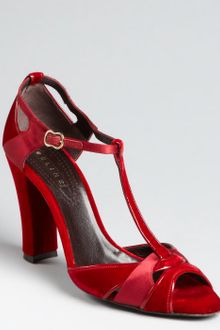 Celine Ruby Velvet and Satin Tstrap Sandals - Lyst