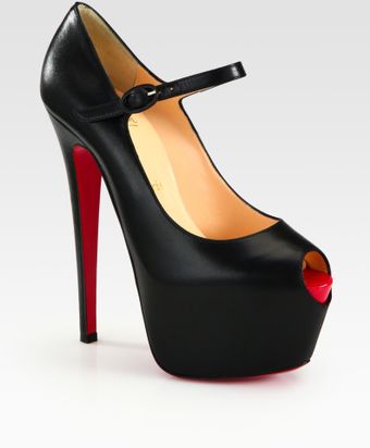 Christian Louboutin Leather and Patent Leather Mary Jane Platform Pumps - Lyst