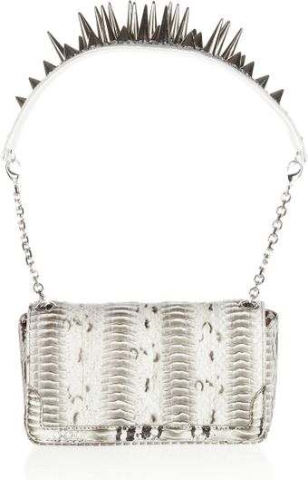 Christian Louboutin Artemis Spiked Watersnake Shoulder Bag - Lyst