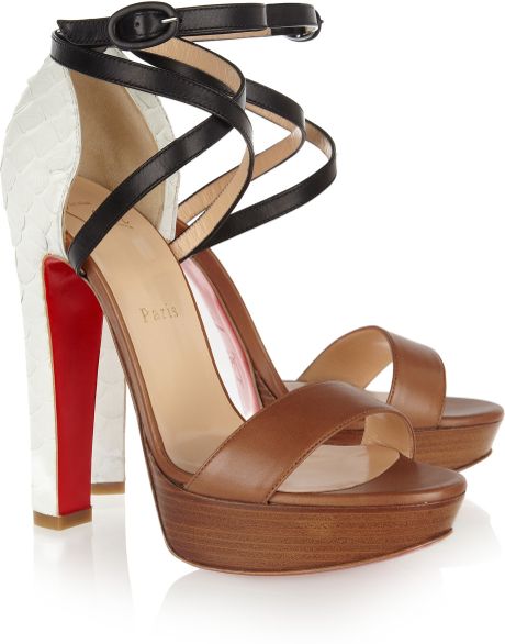 Christian Louboutin Summerissima 140 Python and Leather Sandals in Brown (tan) - Lyst