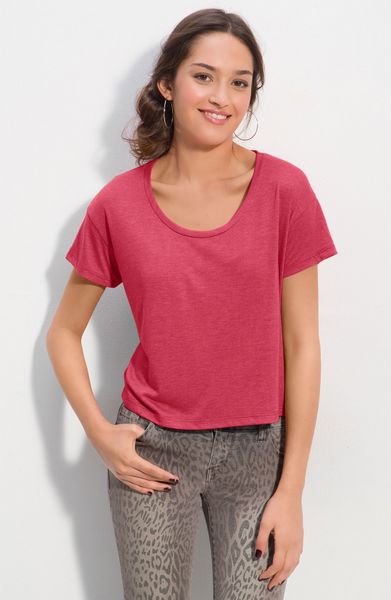 Frenchi® Scoop Neck Boxy Tee in Purple (smooch) - Lyst