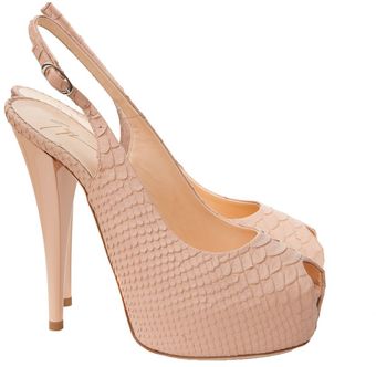 Giuseppe Zanotti Python Printed Peeptoe Slingbacks  - Lyst