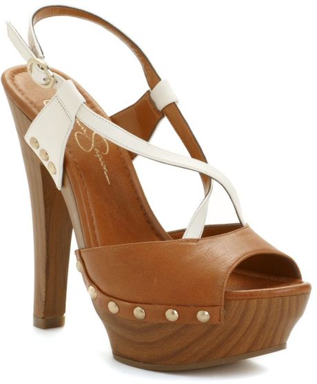 Jessica Simpson Laisha Platform Sandals in Brown (luggage/ivory) - Lyst