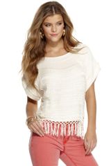 Jessica Simpson Short Sleeve Fringed Knit