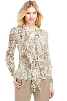 Jones New York Long Sleeve Animal Print Ruffle Button Down - Lyst