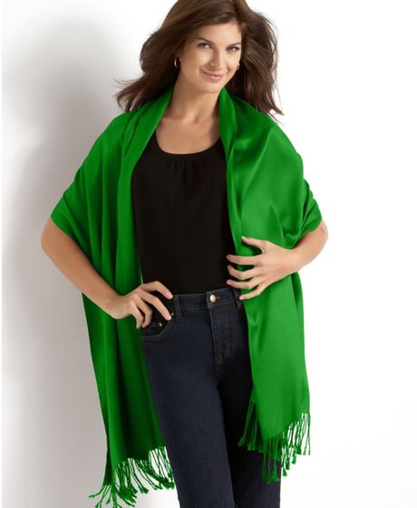 Jones New York Satin Pashmina in Green (rolling green) - Lyst