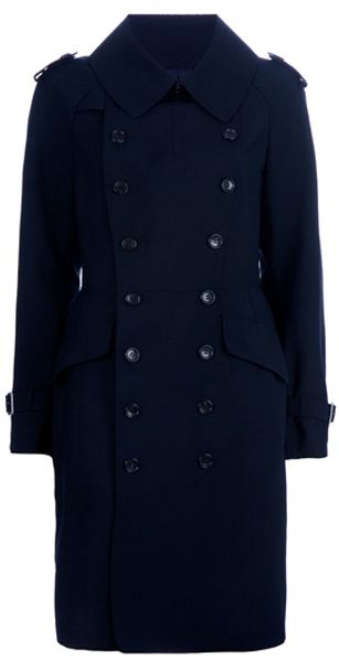 Junya Watanabe Fitted Trench Coat in Blue - Lyst