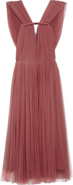 Lanvin Pleated Silk Blend Tulle Dress - Lyst