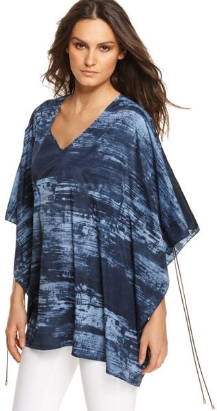  V Neck Short Sleeve Printed Lace Up Tunic 