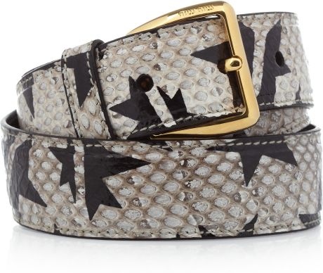 Miu Miu Star Print Watersnake Waist Belt in Gray (brown) - Lyst