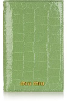 Miu Miu Croceffect Glossedleather Passport Holder - Lyst