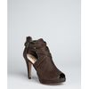 Prada Chocolate Leather Peep Toe Cutout Booties in Brown (chocolate) - Lyst