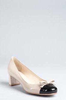 Prada Prada Sport Powder Patent Leather Bow Cap Toe Pumps - Lyst