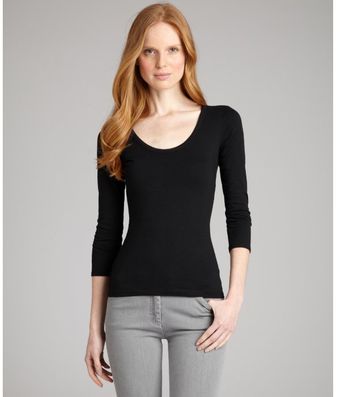 Rebecca Beeson Black Cotton Blend Scoop Neck T-shirt - Lyst