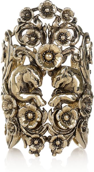 Roberto Cavalli Jaguar Brass Cuff in Gold (jaguar) - Lyst