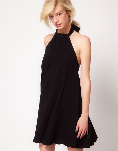 See By Chloé See By Chloe Halter Neck Dress in Burn Out Jersey in Black - Lyst