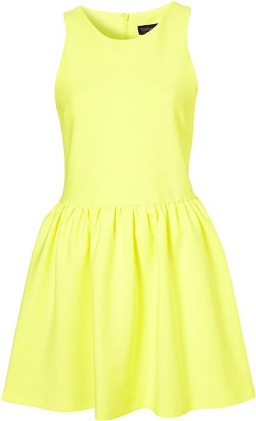 Topshop Scuba Skater Dress in Yellow (fluro yellow) - Lyst