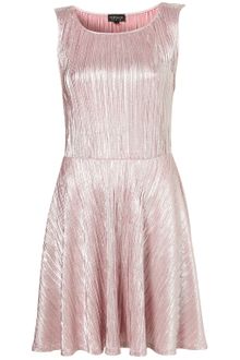 Topshop Metallic Pleat Tunic Dress - Lyst