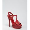 Yves Saint Laurent Poppy Leather and Stingray Tribute 105 Platform Sandals in Red (poppy) - Lyst