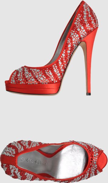 Casadei Casadei Pumps with Open Toe in Red - Lyst