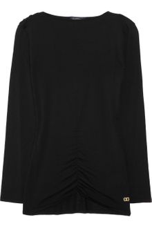 Class Roberto Cavalli Ruched Wool Jersey Top - Lyst