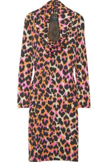 Class Roberto Cavalli Leopardprint Stretchponte Dress - Lyst
