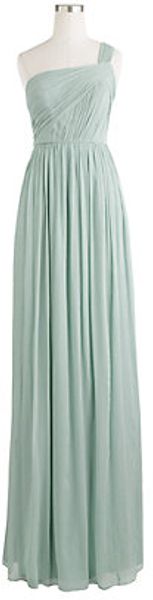 J.Crew Lucienne Long One Shoulder Dress in Silk Chiffon - Lyst