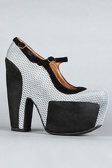Jeffrey Campbell The Stunner Shoe in Gray Mesh and Black Nubuck - Lyst