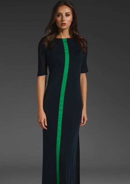 L.a.m.b. Runway Silk Maxi Dress in Navygreen in Blue (navy & green) - Lyst