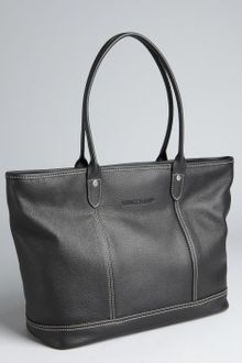 Longchamp Black Leather 4x4 Logo Tote - Lyst