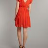 Pussycat Pleated Wrap Vneck Dress in Orange (red) - Lyst