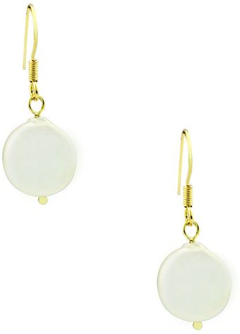 Ziba White Tonal Mother Of Pearl Disc Earrings - Lyst