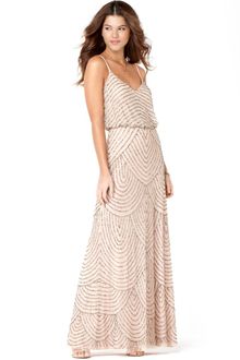 Adrianna Papell Sleeveless Spaghetti Strap Beaded Blouson Evening Gown - Lyst