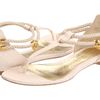 Alexander Mcqueen Tstrap Braided Twin Skull Flat in Beige (n) - Lyst
