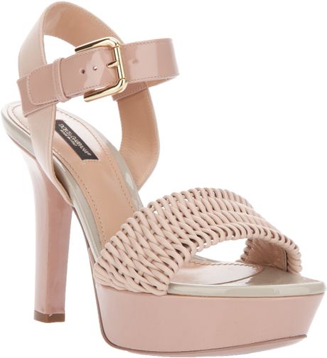 Dolce & Gabbana Woven Strap Sandal in Pink - Lyst