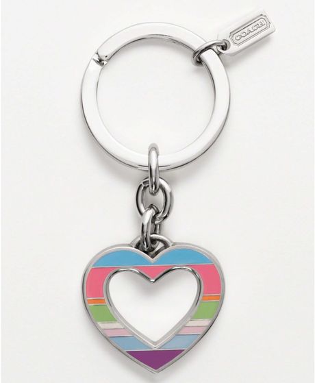 Eci Coach Striped Open Heart Key Ring in Multicolor - Lyst