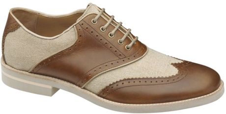 Johnston  Murphy Dolby Wing Tip Saddle Shoes in Beige for Men ...