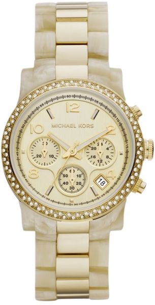 Michael Kors  Horn Acetate and Gold Tone Stainless Steel Bracelet 40mm in Gold - Lyst
